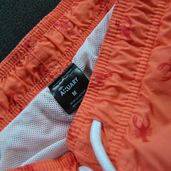 Aquary Orange w/ Red Lobster Pattern Design with Pockets Swim Shorts - Picture 6 of 9